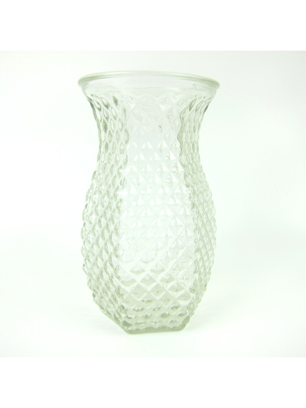 Vintage Hoosier Glass Vase Diamond Pattern Pineapple 6" Mid-Century Modern 1950s - Picture 3 of 11
